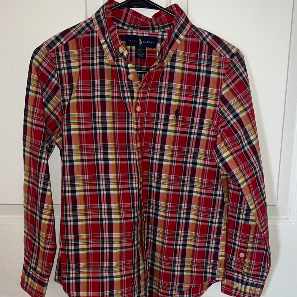 Ralph Lauren Red, Yellow & Navy Plaid Button-Down Shirt